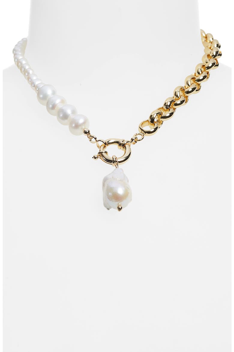 Caxias Freshwater Pearl & Chain Necklace (Nordstrom Exclusive), Alternate, color, GOLD