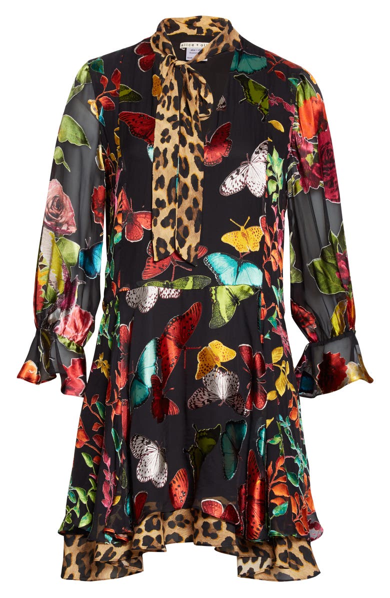Alice + Olivia Moore Layered Butterfly Burnout Minidress, Alternate, color,