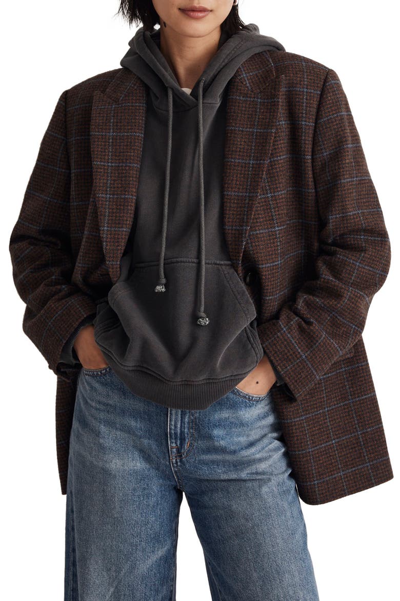 The Bedford Plaid Oversize Belted Wool Blend Blazer, Main, color, MELISSA HOUNDSTOOTH PLAID