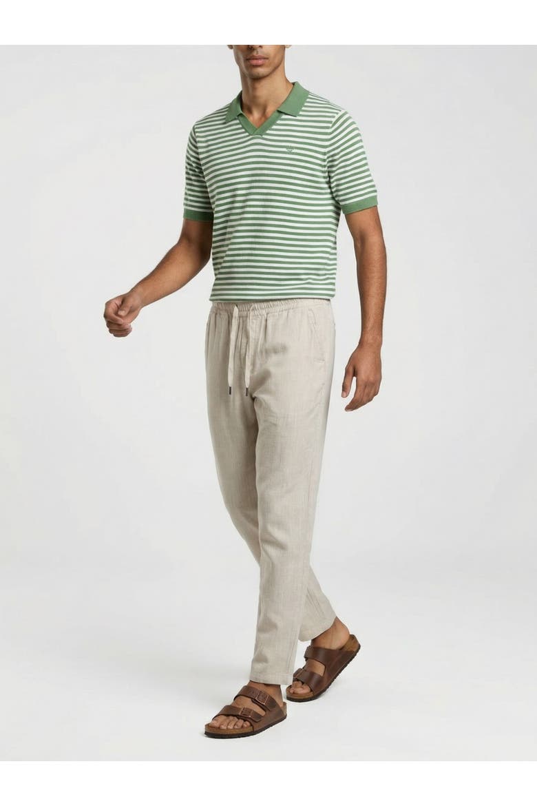 Milton Striped Polo Shirt, Alternate, color, Sage & Cream