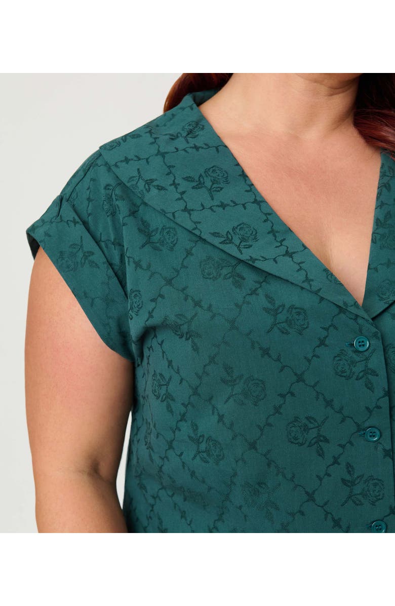 Unique Vintage Plus Size 1960s Twill Sleeveless Blouse, Alternate, color, Teal