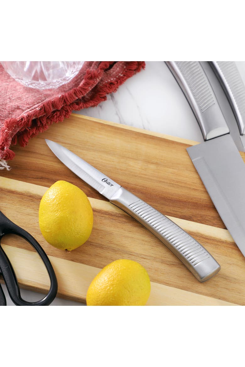 4 Piece Stainless Steel Cutlery Set with Ridged Handles, Alternate, color, Silver