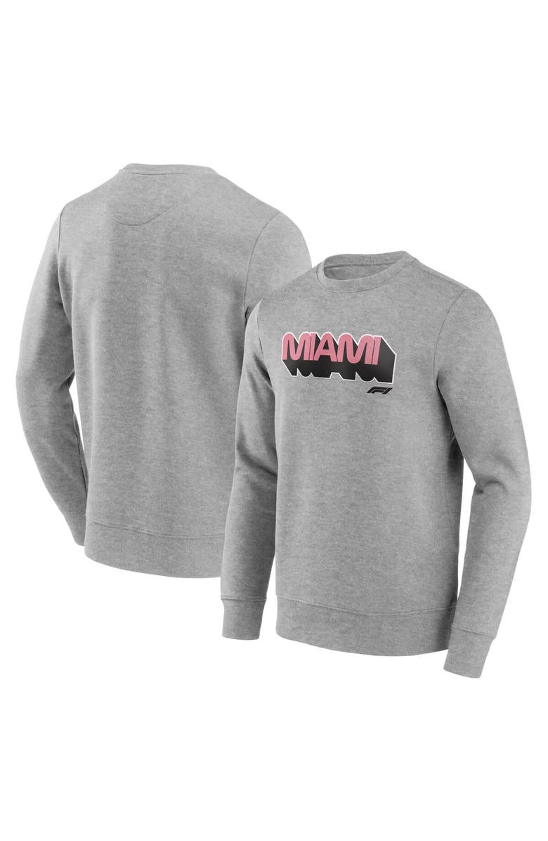 FANATICS Men's Fanatics Branded Gray Formula 1 Miami Grand Prix Fleece Pullover Sweatshirt, Alternate, color, 