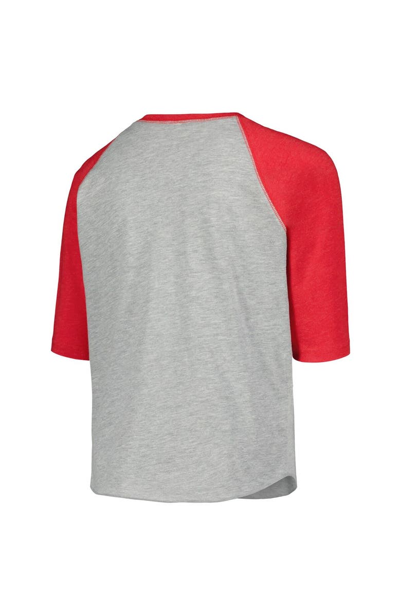 SOFT AS A GRAPE Youth Soft as a Grape Heather Gray St. Louis Cardinals Raglan 3/4 Sleeve T-Shirt, Alternate, color,