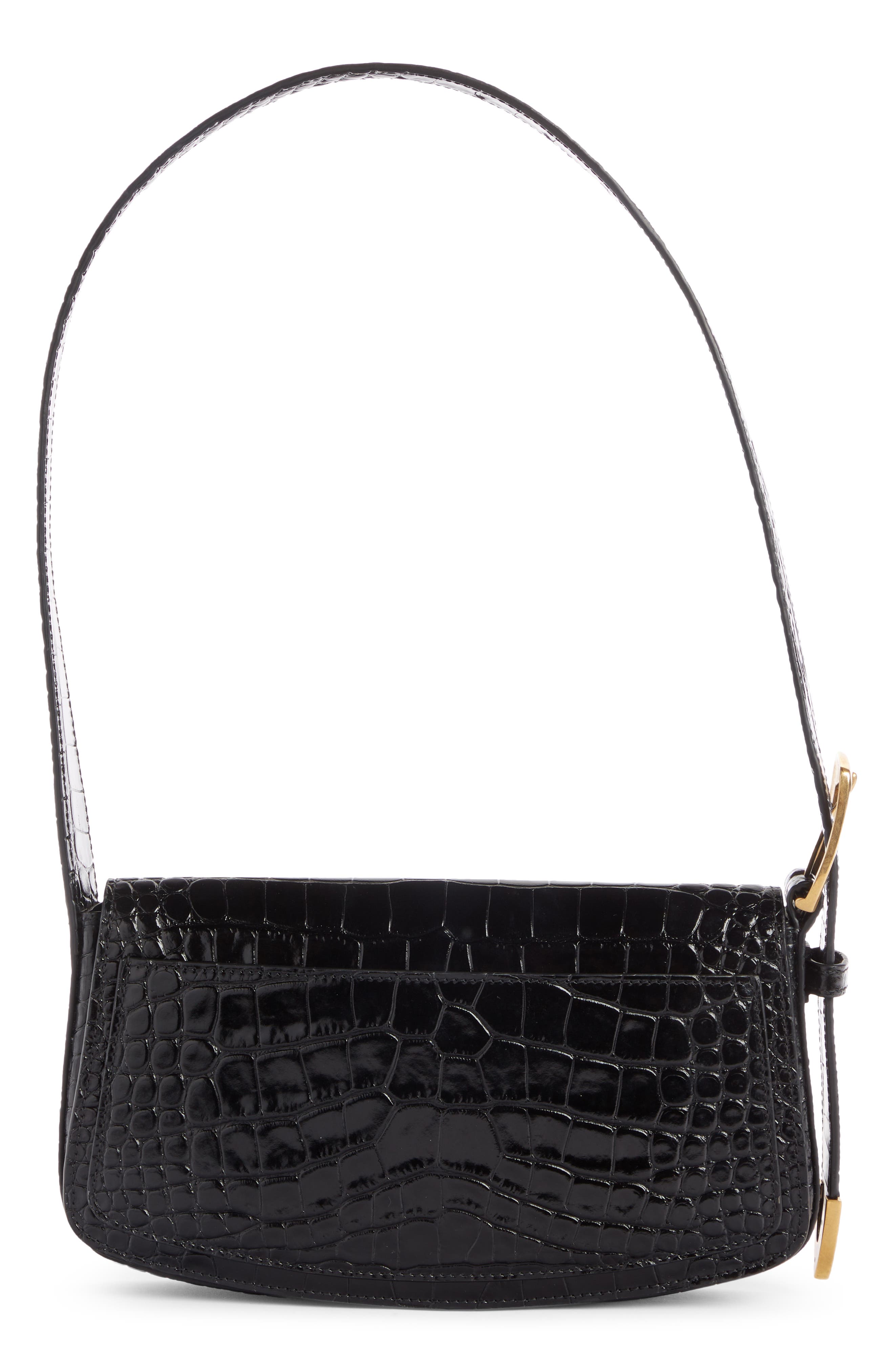 Balenciaga Ghost Sling Croc Embossed Leather Shoulder Bag, Alternate, color, 