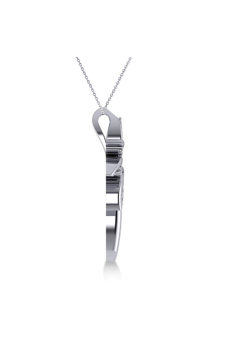 Diamond Summer Palm Tree Pendant Necklace 14k, Alternate, color, White Gold