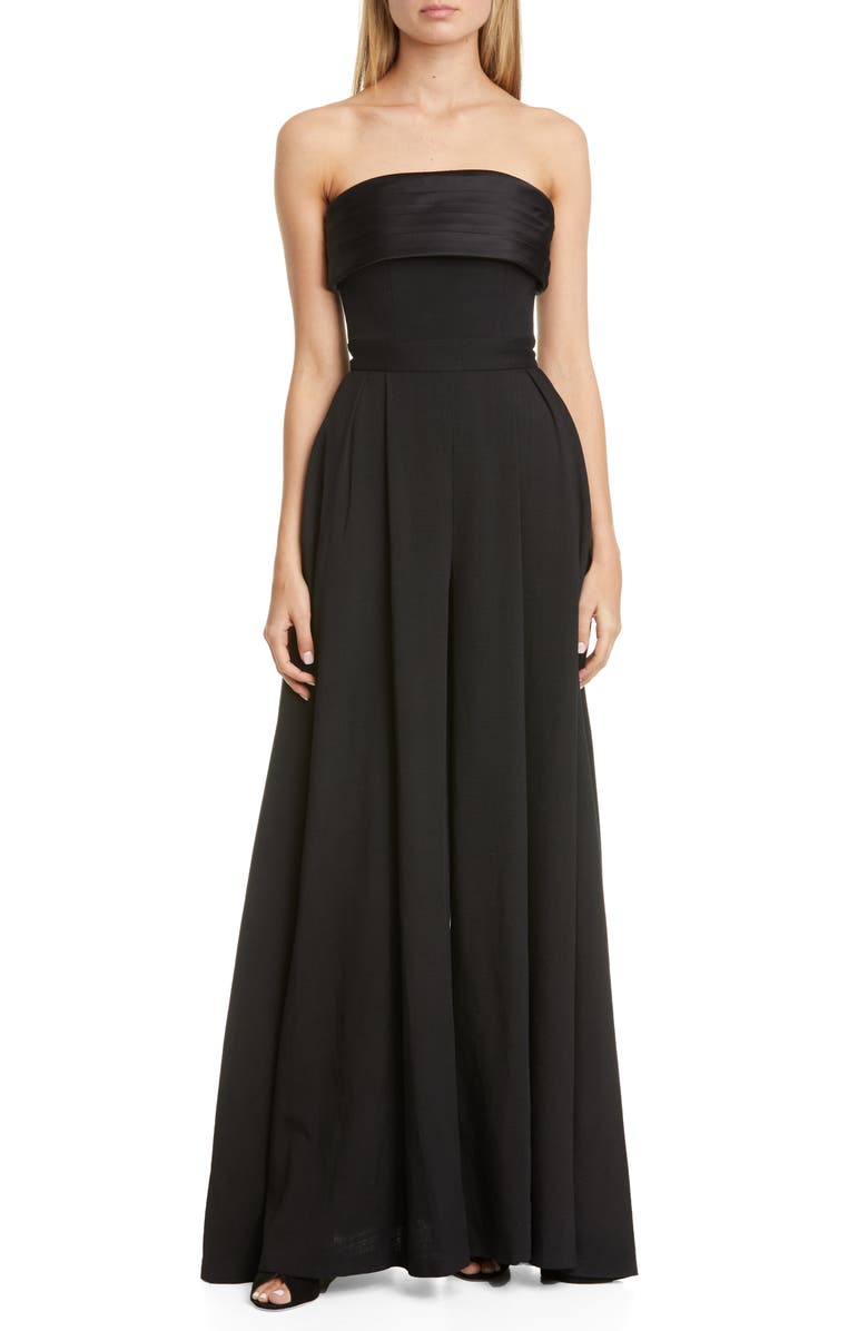 Brandon Maxwell Duchesse Satin Jumpsuit, Main, color,
