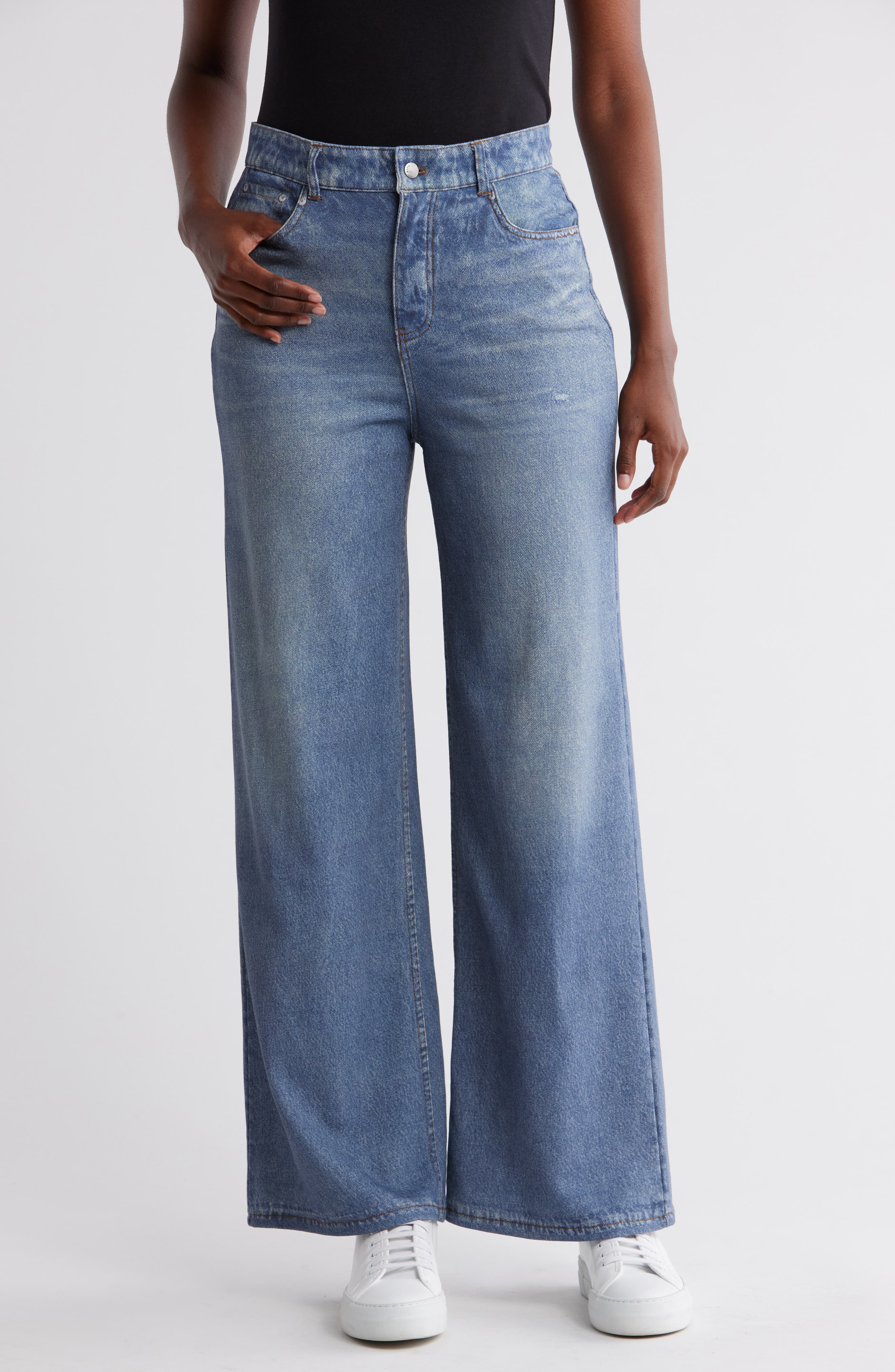 ハルナdoublet 23ss MIRAGE PRINTED DENIM Mirage Denim Printed French Terry Wide Leg Pants (Women