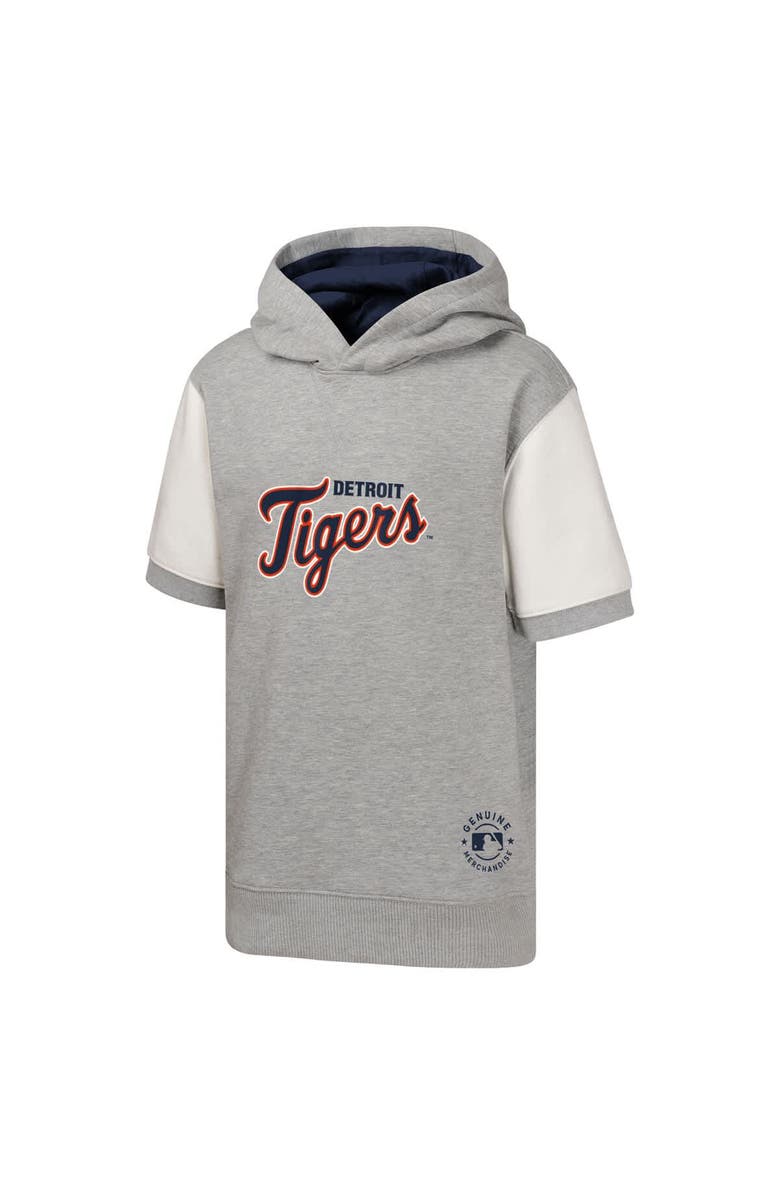 Outerstuff Youth  Heather Gray Detroit Tigers Line Up Short Sleeve Pullover Hoodie, Alternate, color, 