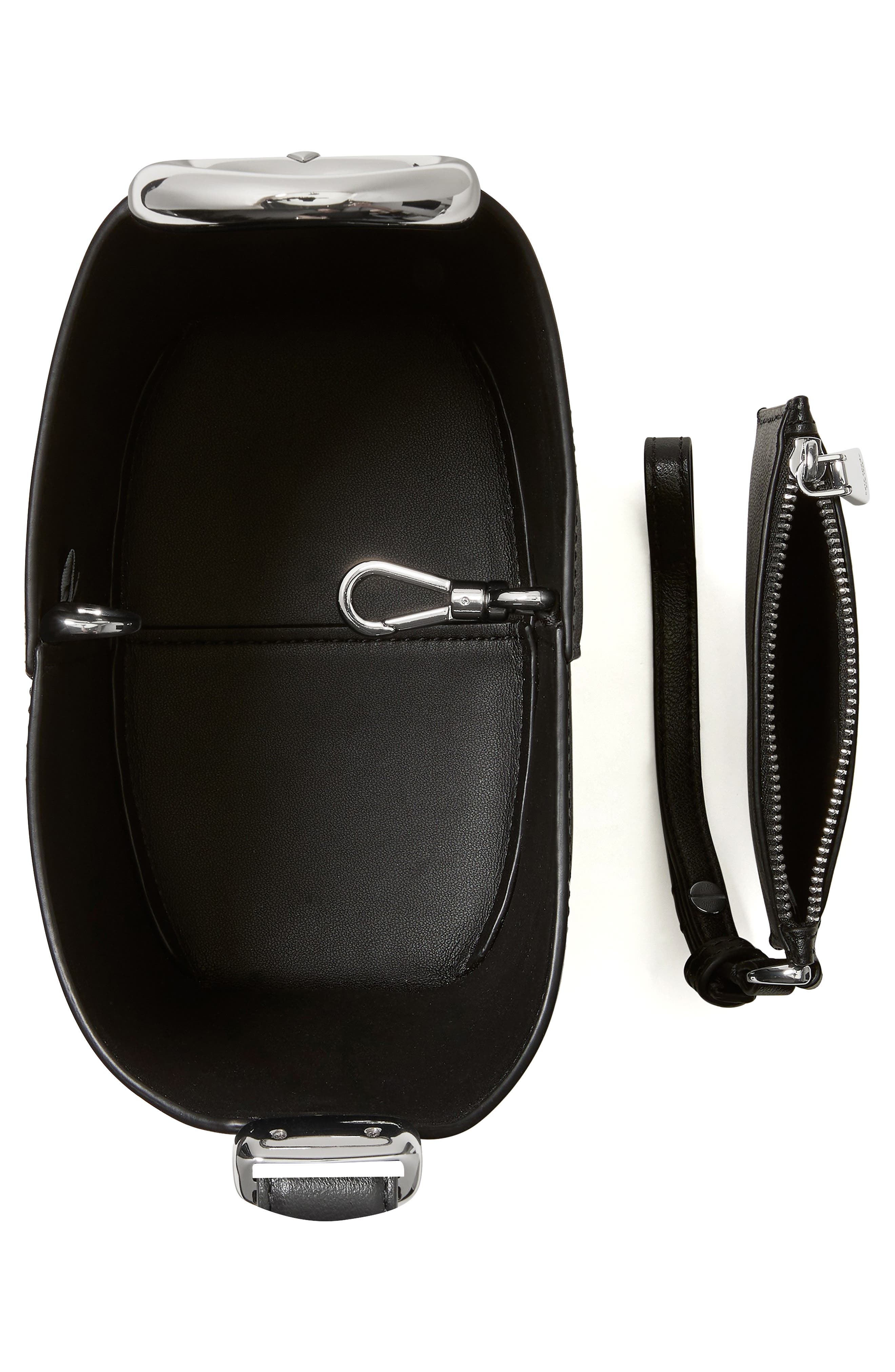 Kate Spade New York mini halo fine grain leather bucket bag, Alternate, color, Black