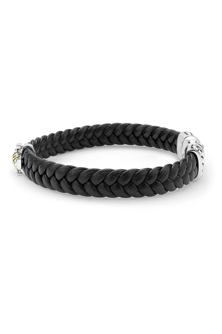 Men's Anthem Leather Cross Bracelet, Alternate, color, SILVER