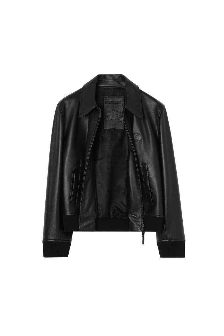 Leather Bloomsbury Harrington Jacket, Alternate, color, Black