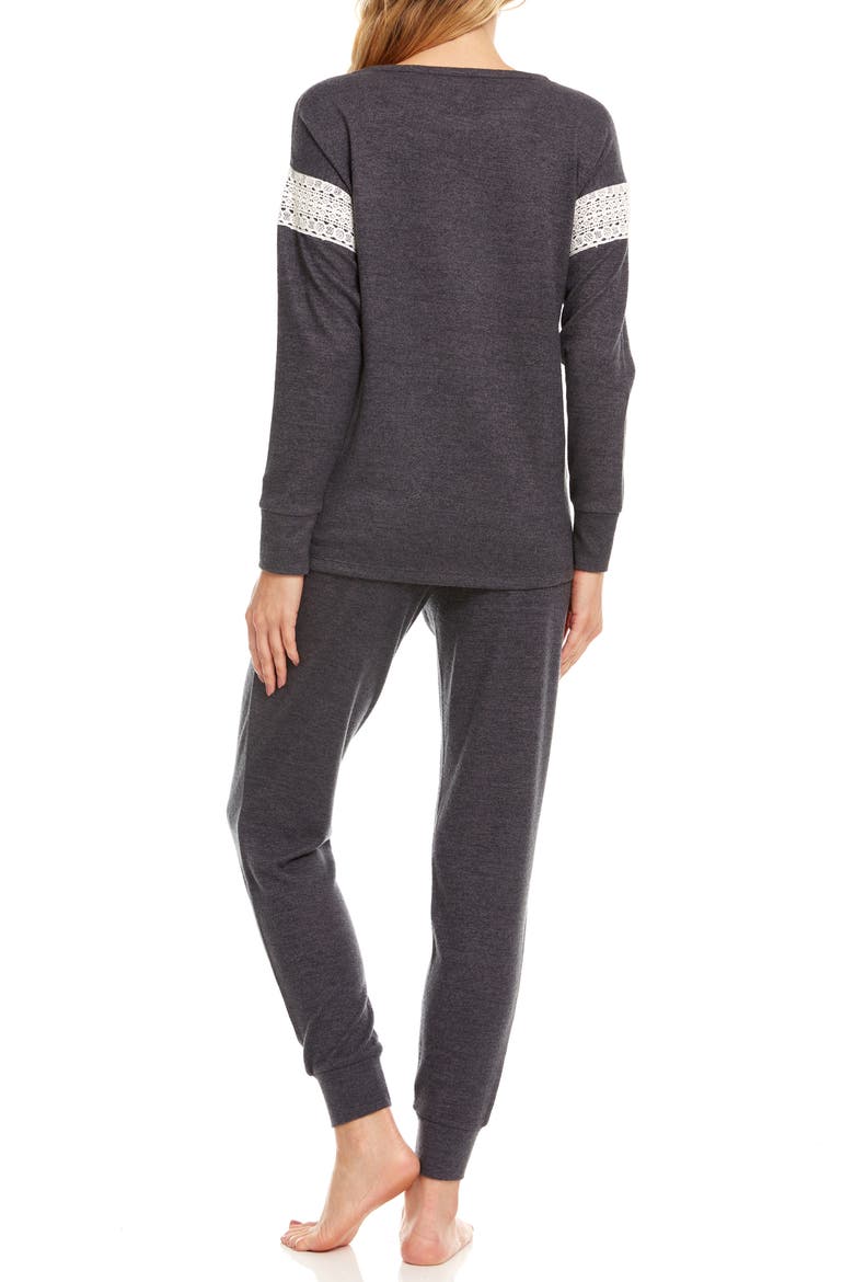 Alexandra Brushed Knit Pajamas, Alternate, color, DARK HEATHER GREY