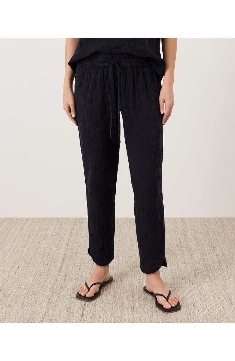 Pact Organic Cotton Coastal Double Gauze Tapered Pull-On Pant, Main, color, Jet Black