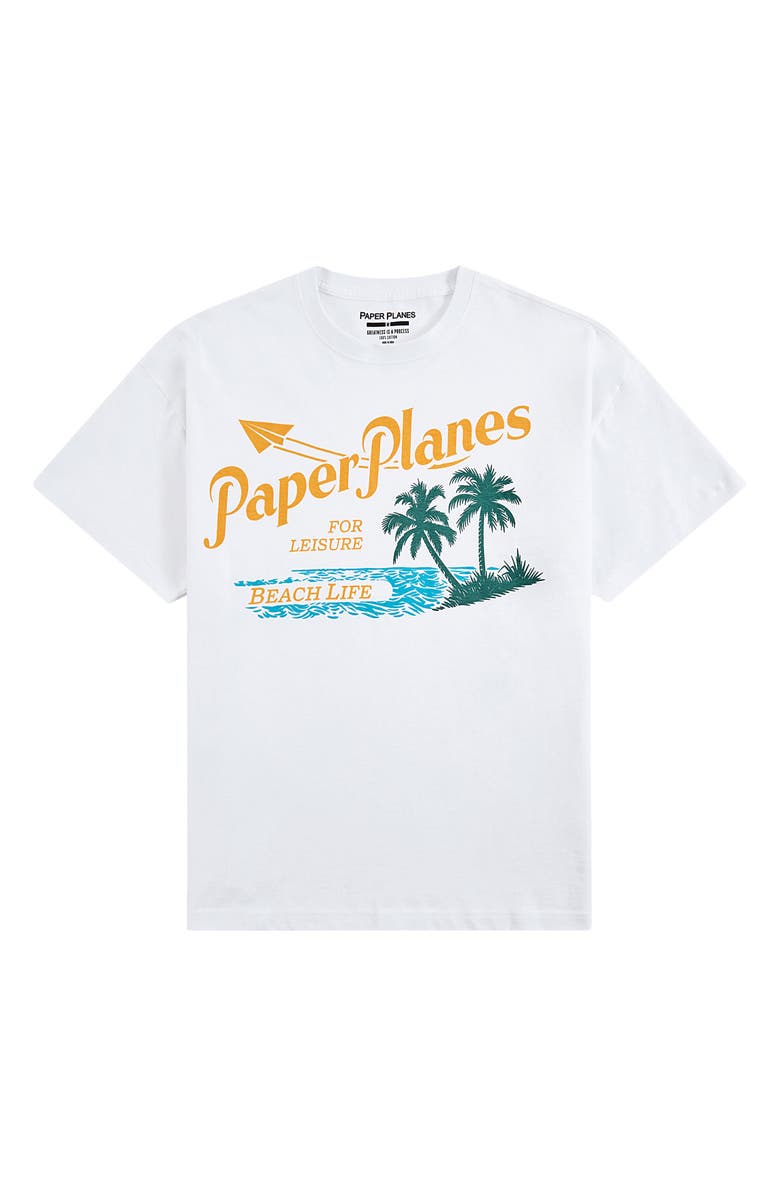 PAPER PLANES Leisure Beach Life Graphic T-Shirt, Main, color, White