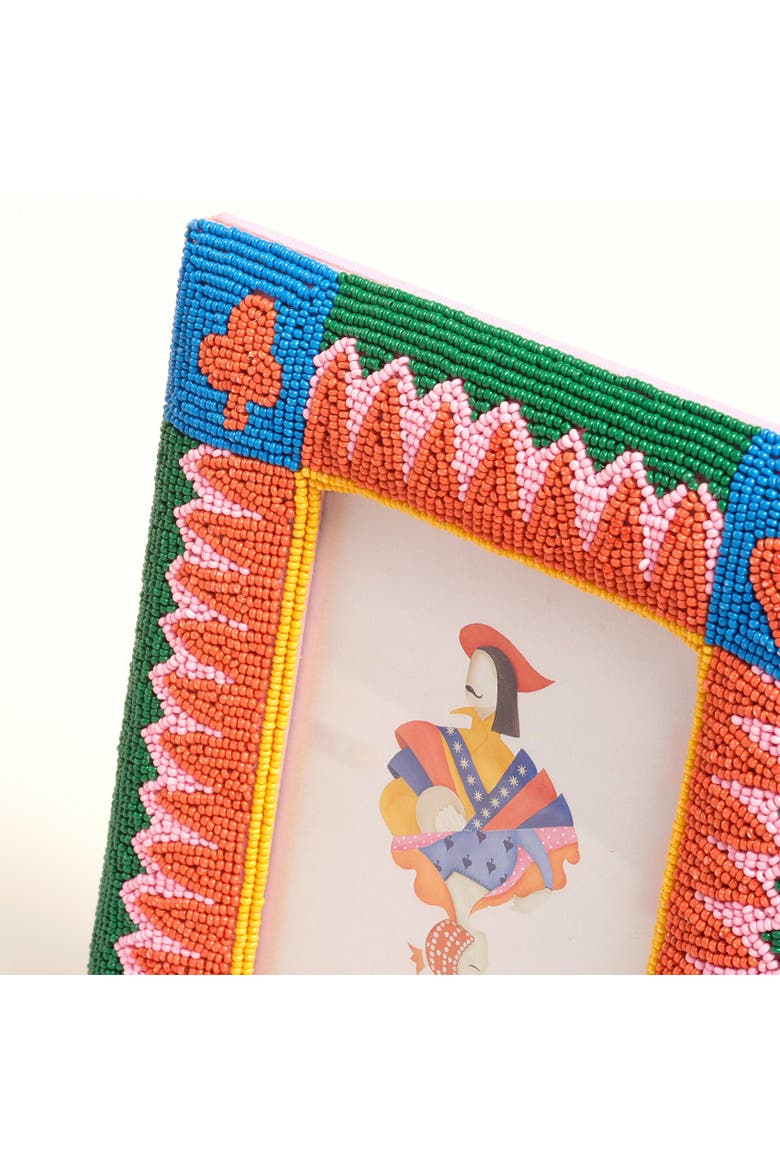 Dadri Decorative  Beaded Wood Frame 8X7 In, Alternate, color, Multicolor