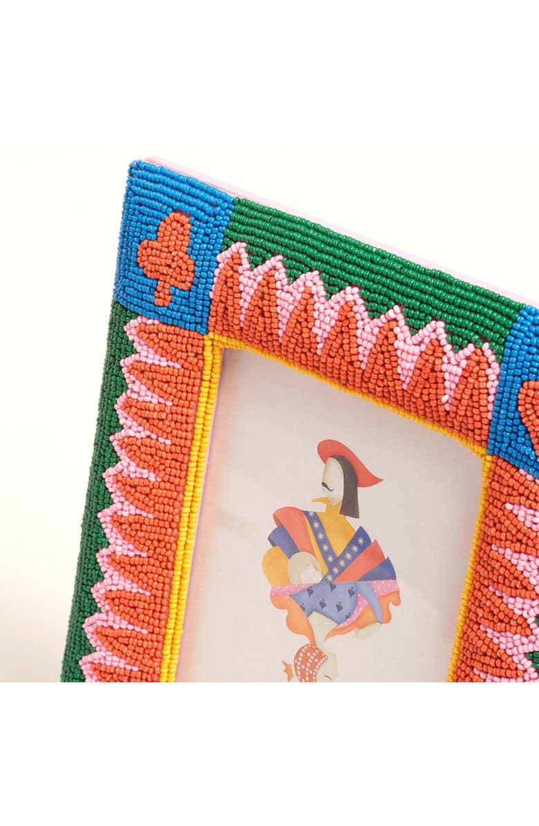 Zsa Zsa Zsu Dadri Decorative  Beaded Wood Frame 8X7 In, Alternate, color, Multicolor