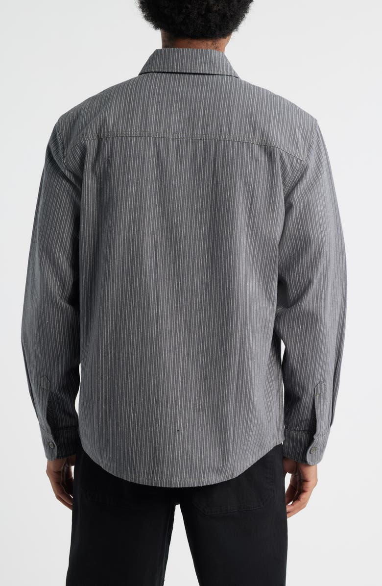Dickies Lima Loose Fit Pinstripe Cotton Twill Button-Up Shirt, Alternate, color, Charcoal