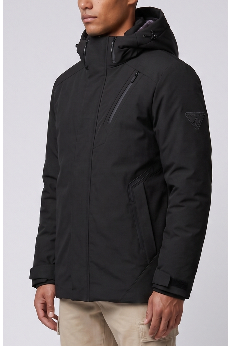 Hooded Microfiber Jacket with Heat-Sealed Pockets, Alternate, color, Black