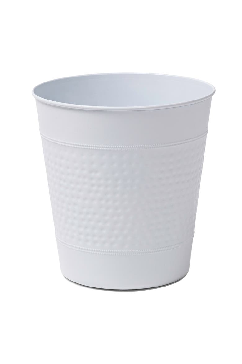 Riley Modern Classic Hammered Steel Accent 2-Gallon Wastebasket, Main, color, Matte White