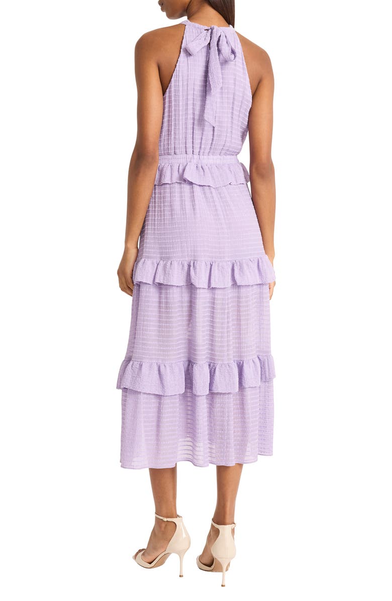 DONNA MORGAN FOR MAGGY Halter Neck Ruffle Tiered Midi Dress, Alternate, color, Lilac