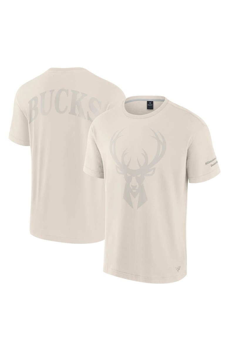 FANATICS Men's Fanatics Cream Milwaukee Bucks Elements Iconic T-Shirt, Alternate, color, Cream