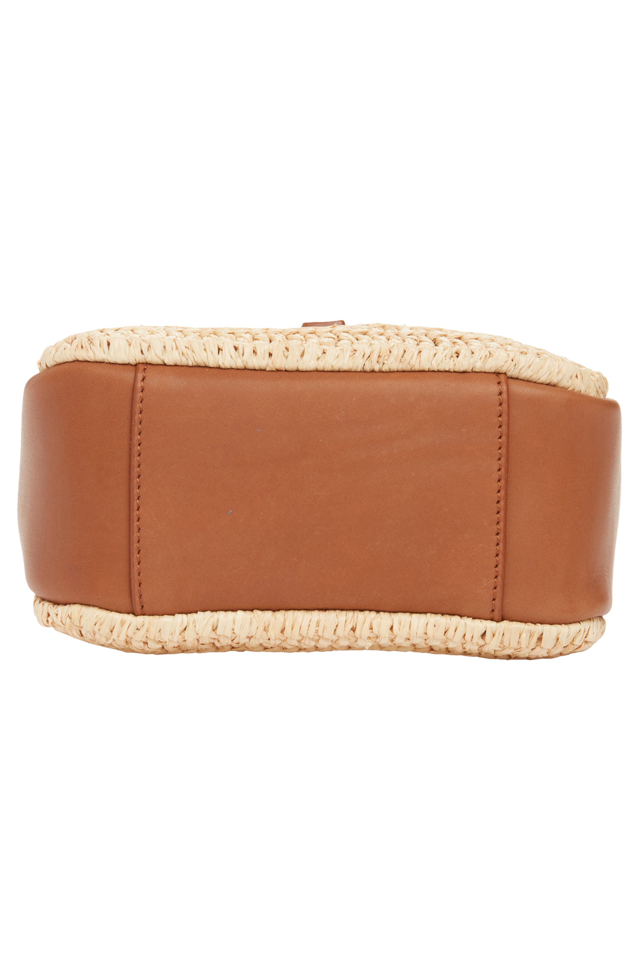 Saint Laurent Baby Le 5 À 7 Raffia & Leather Shoulder Bag, Alternate, color, Naturel/ Brick