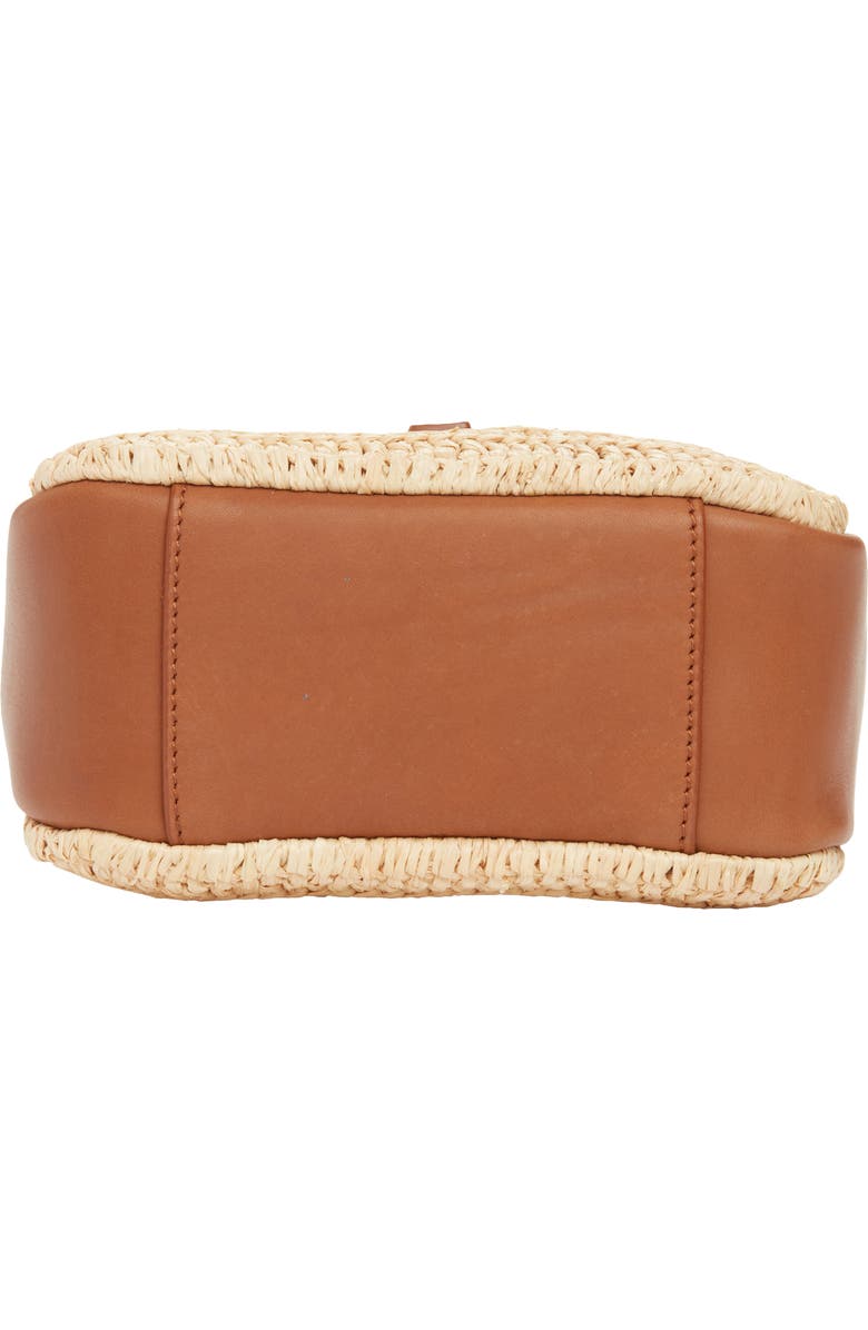 Saint Laurent Baby Le 5 À 7 Raffia & Leather Shoulder Bag, Alternate, color, Naturel/ Brick