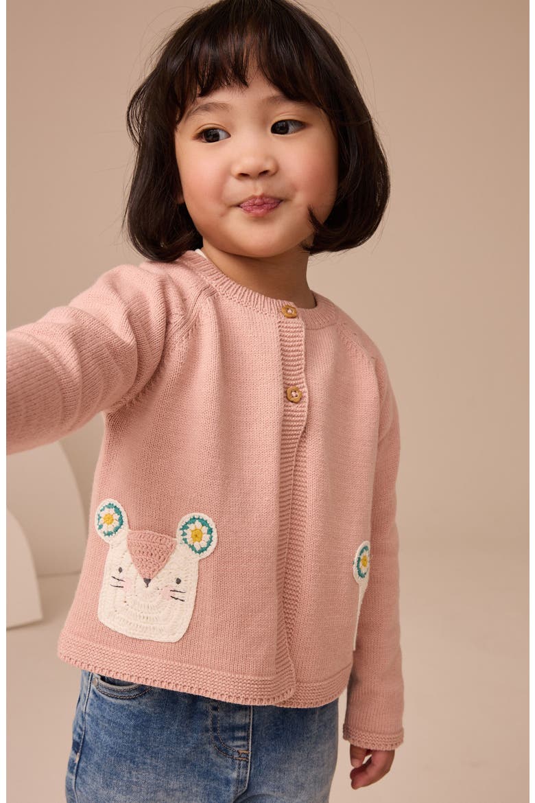 Kids' Mouse Pocket Cardigan, Alternate, color, PINK