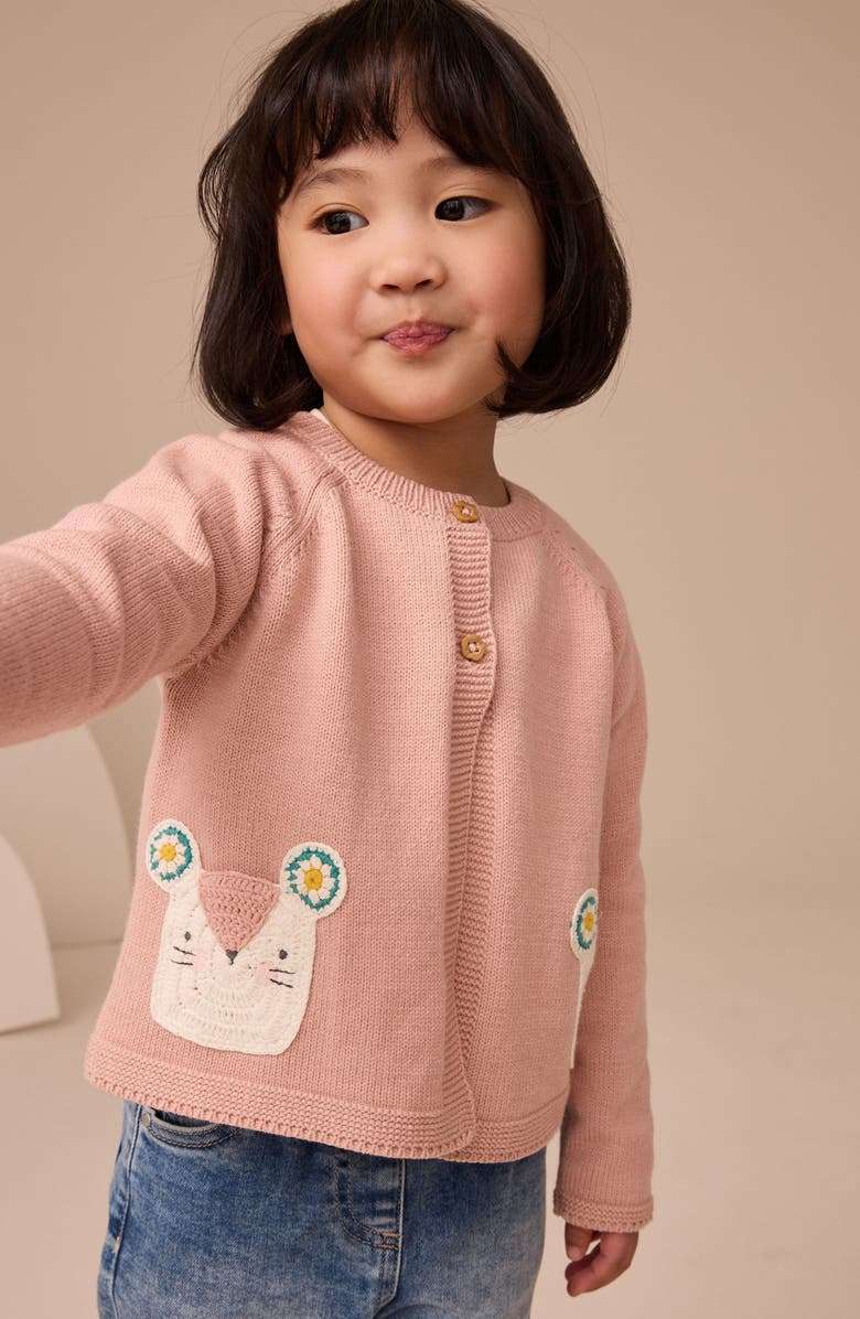 NEXT Kids' Mouse Pocket Cardigan, Alternate, color, Pink