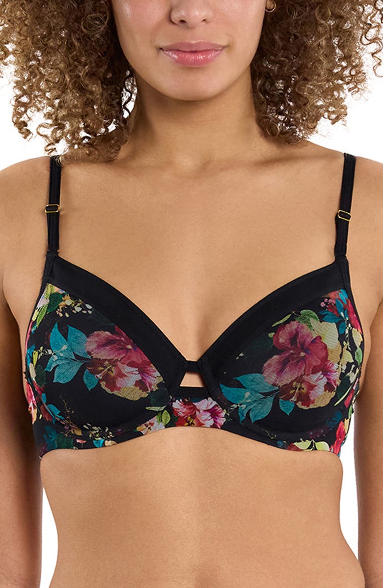 Hanky Panky Underwire Lined Mesh Plunge Bra, Main, color, Botanic