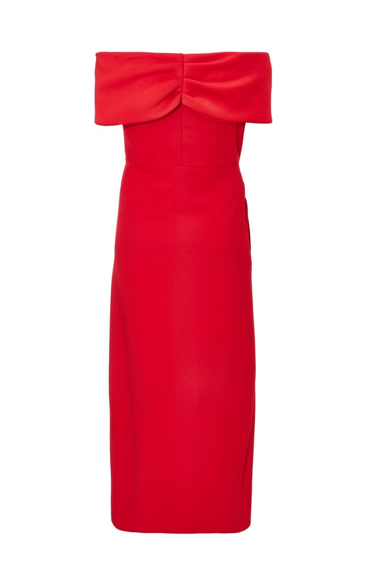 QUIZ Plus Size Scuba Crepe Bardot Wrap Maxi Dress, Alternate, color, Red