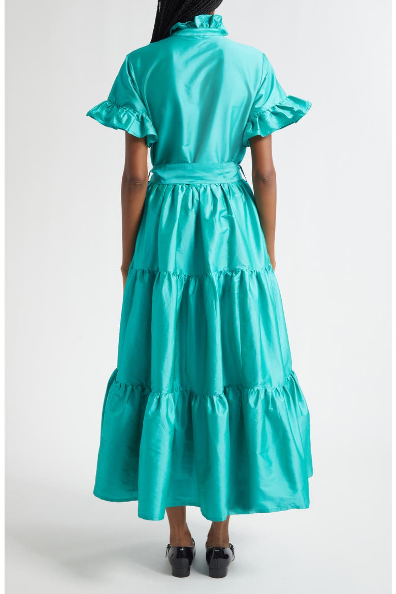 Victoria Ruffle Front Dress, Alternate, color, ATLANTIC TAFFETA
