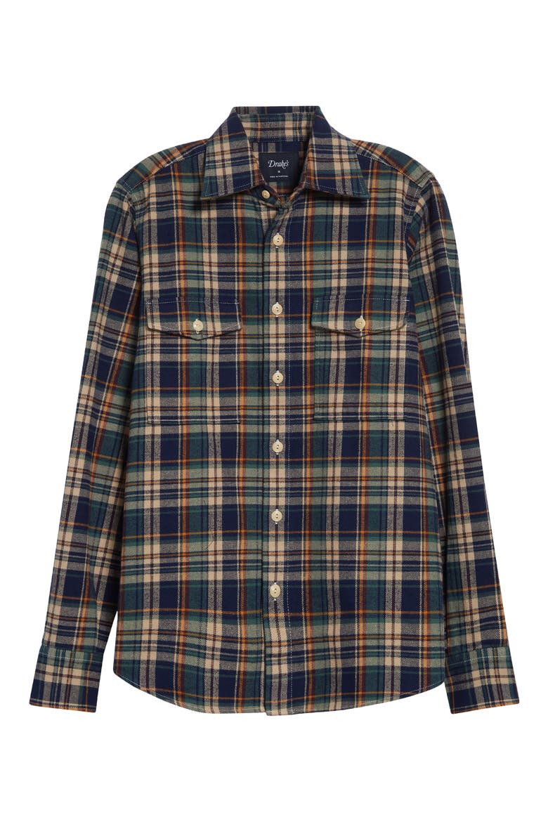 Relaxed Check Button-Up Shirt, Alternate, color, INDIGO