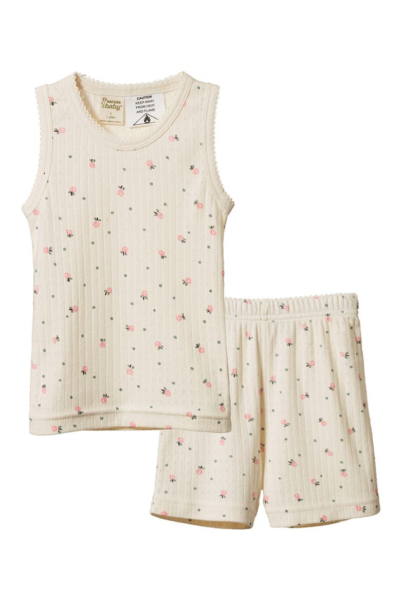 Kids' Organic Cotton Pointelle Two-Piece Short Pajamas, Main, color, POSEY BLOSSOM PRINT