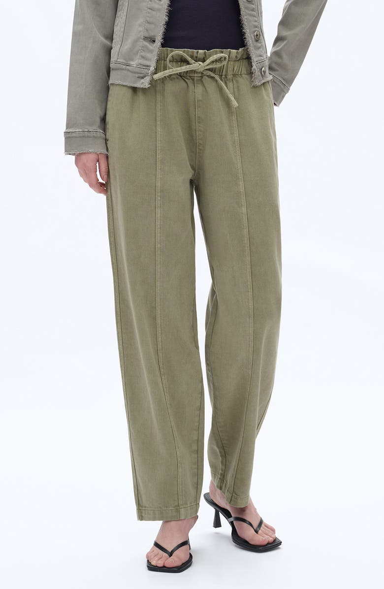 Bayeas Paperbag High Waist Tapered Mom Jeans, Main, color, Sage