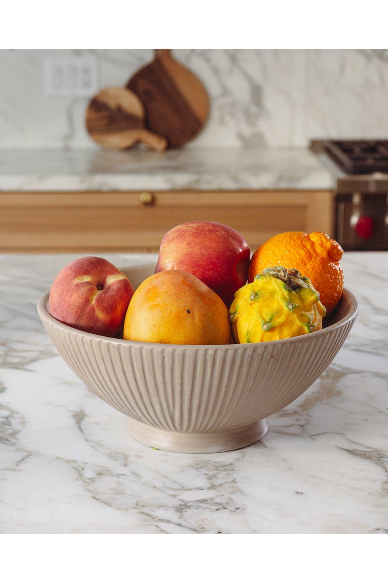 Large Earth Lines Serving Bowl, Alternate, color, Brown