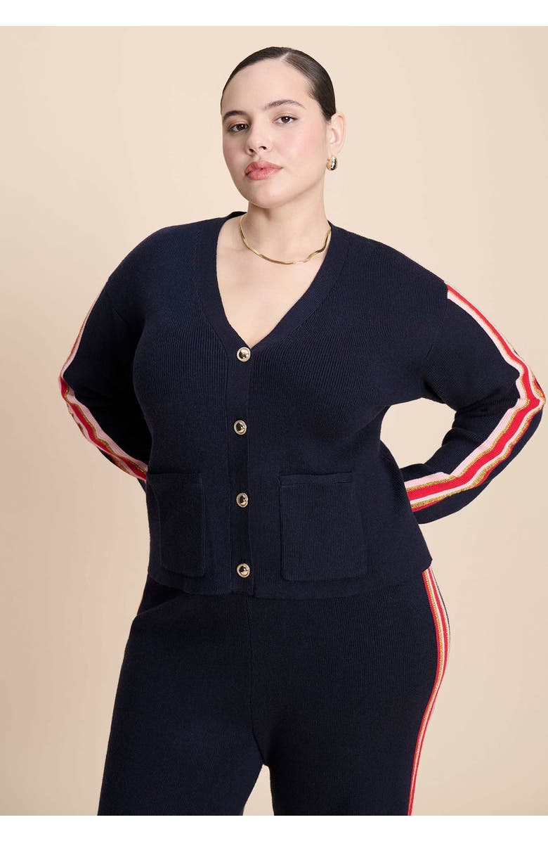 ELOQUII Fuzzy Sweater Vest, Main, color, Navy Multi