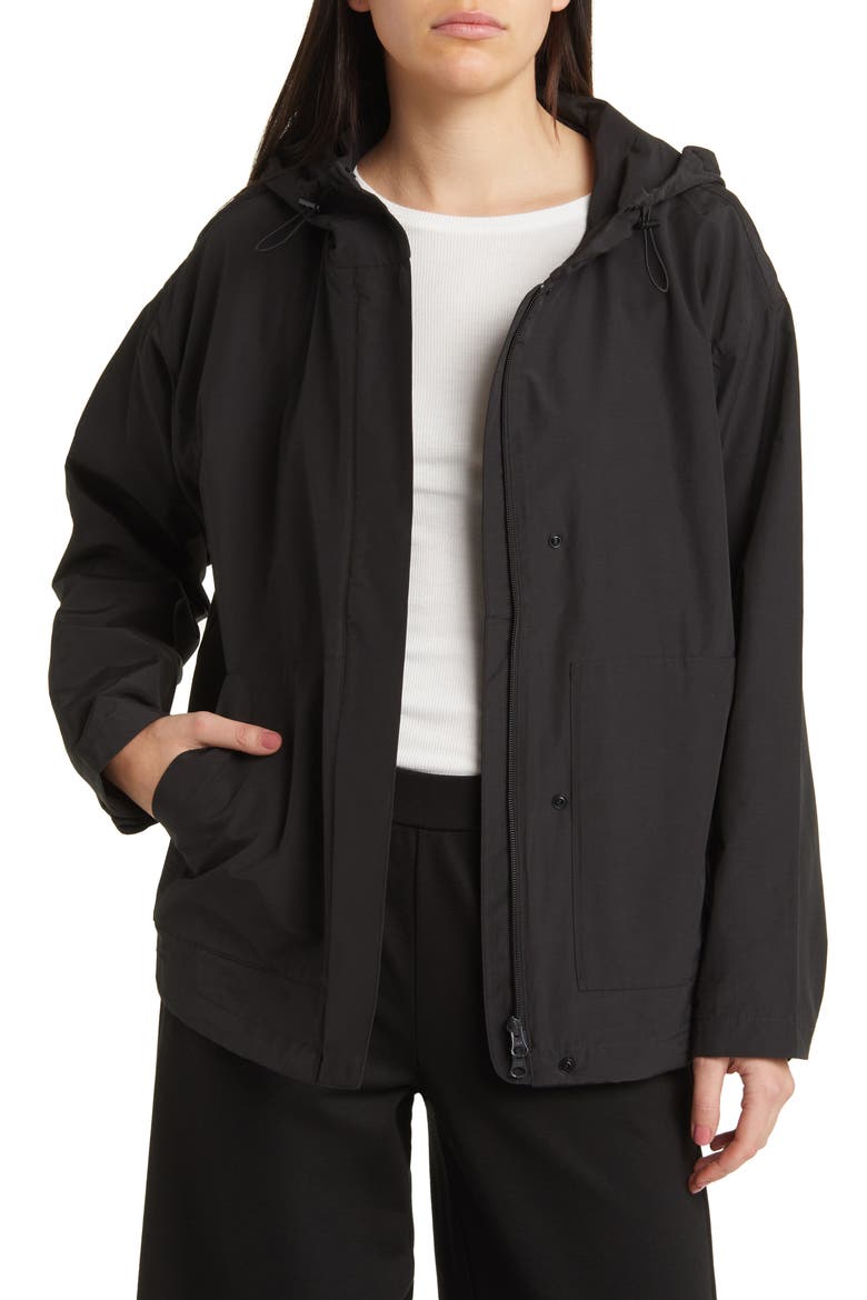 Hooded Cotton Blend Jacket, Alternate, color, BLACK
