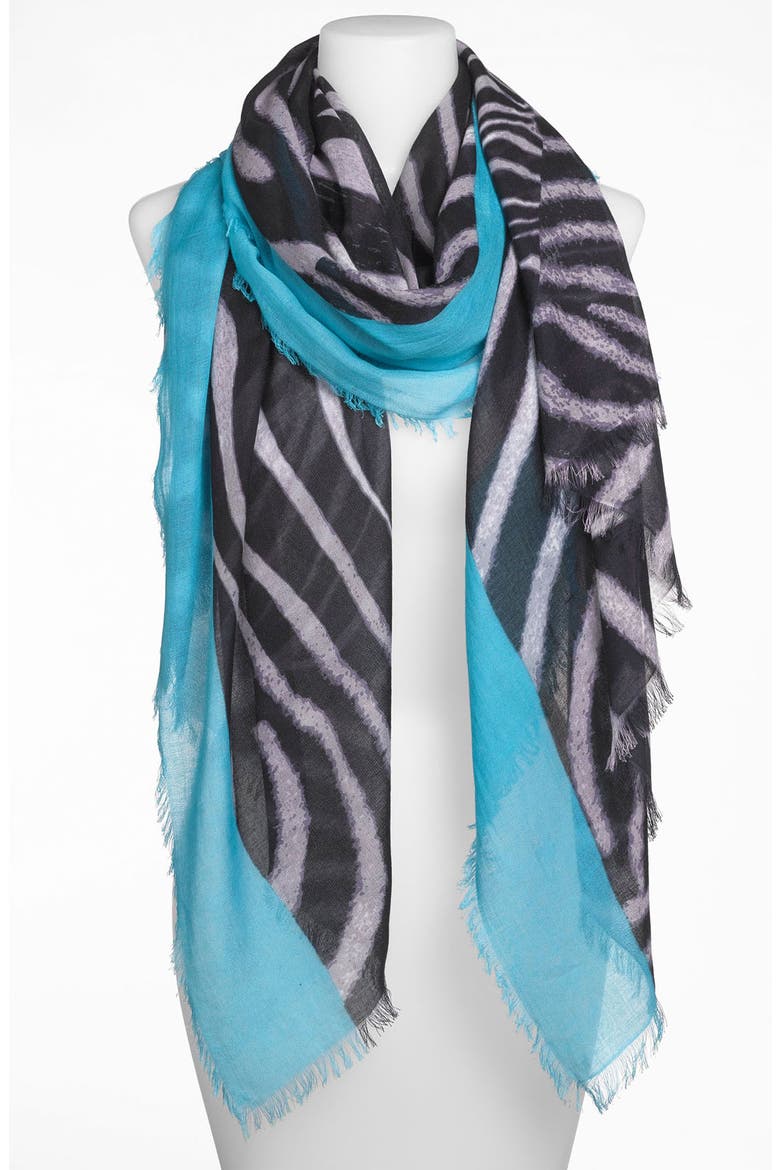 'Textural Swirl' Scarf, Main, color, TURQUOISE/ BLACK