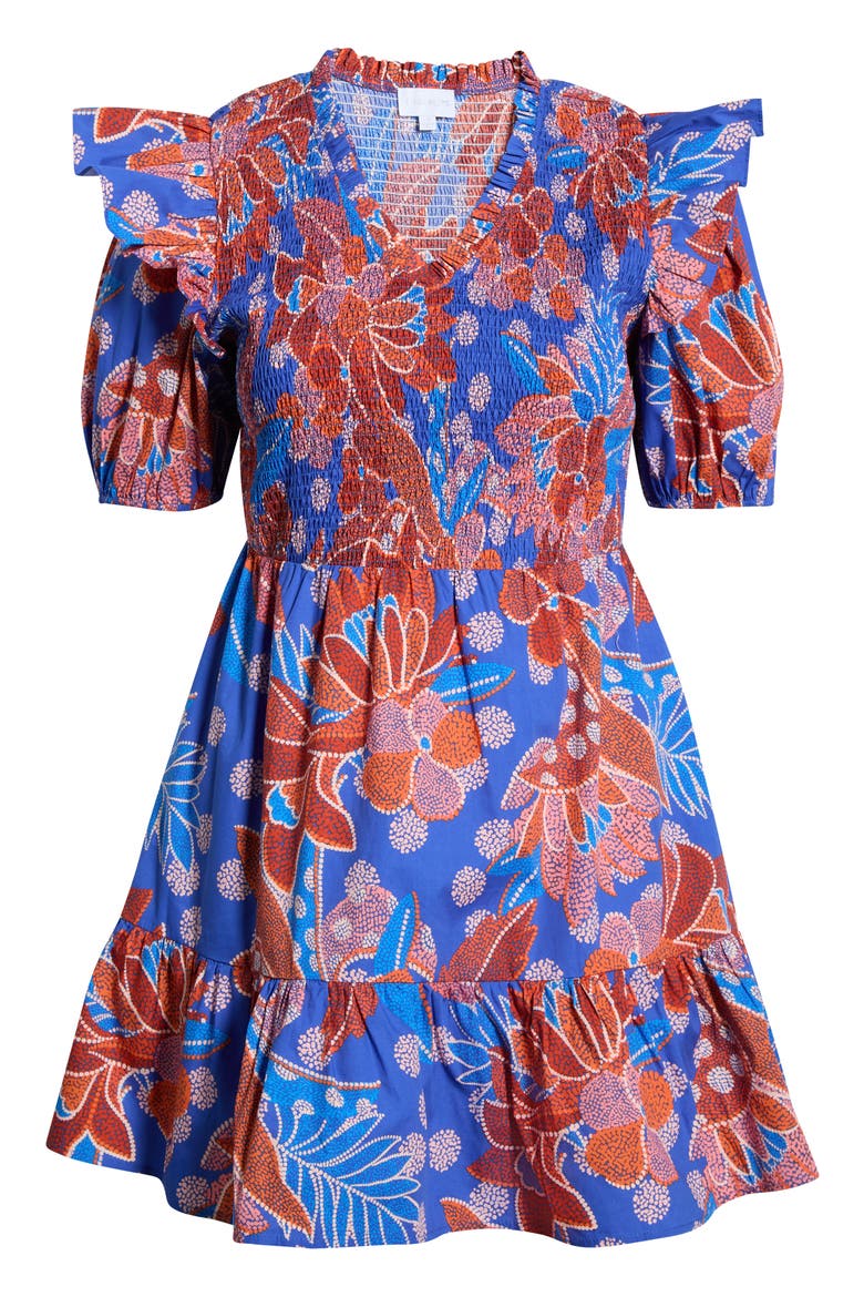 Amazonia Leones Smocked Dress, Alternate, color, BLUE-RED