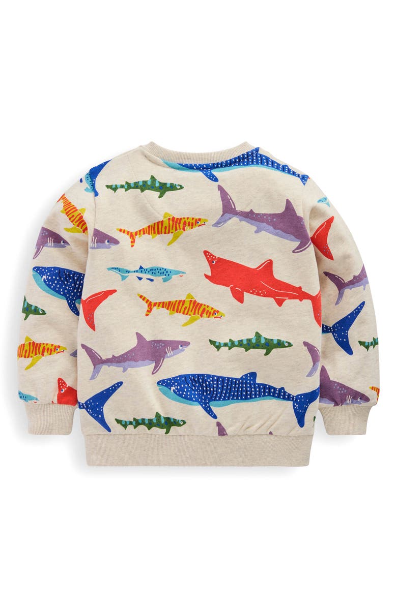 Mini Boden Kids' Shark Print Cotton Graphic Sweatshirt, Alternate, color, 