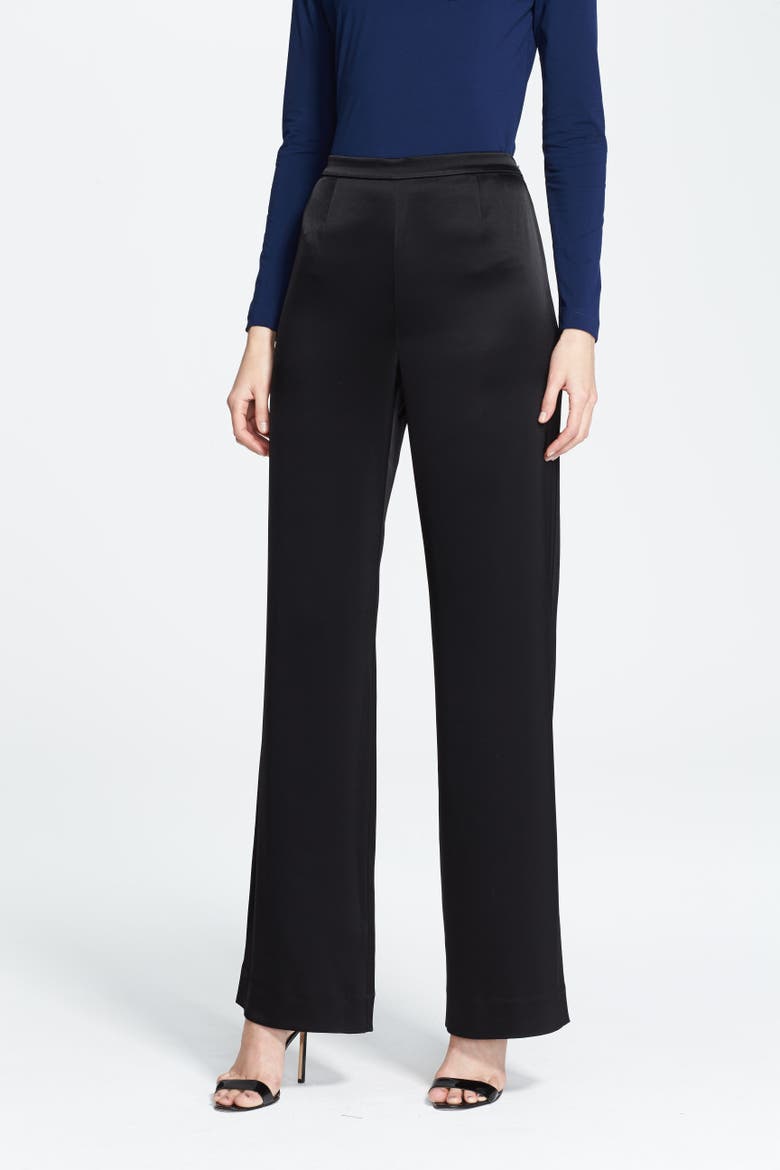 Kate Liquid Satin Pants, Main, color, CAVR CAVIAR
