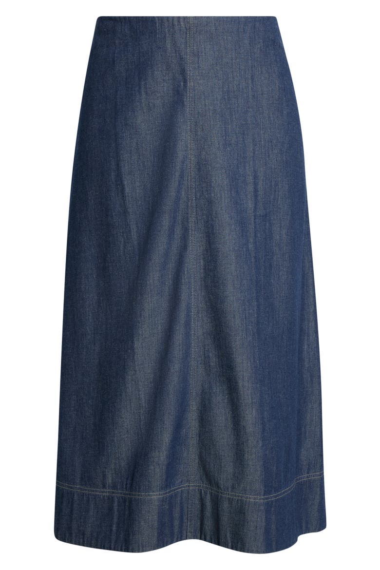 A-Line Organic Cotton Midi Skirt, Alternate, color, DARK INDIGO