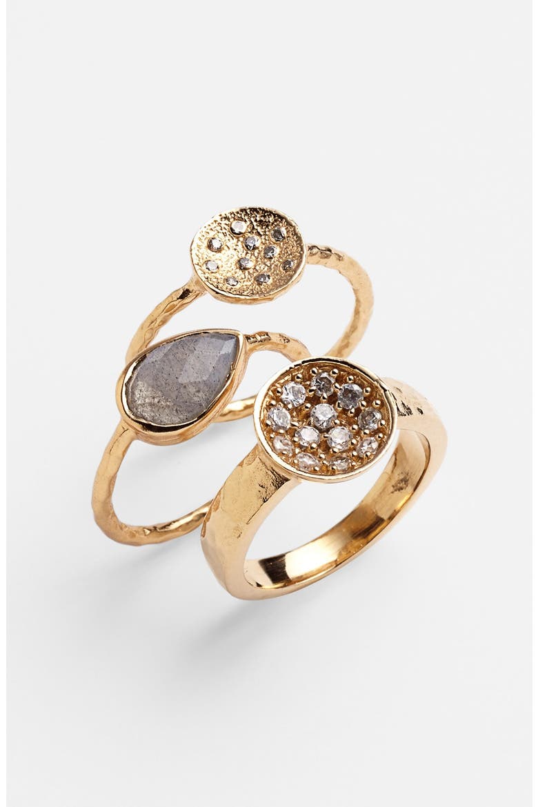 'Palmer' Pod Stackable Rings, Main, color, GOLD/ MULTI