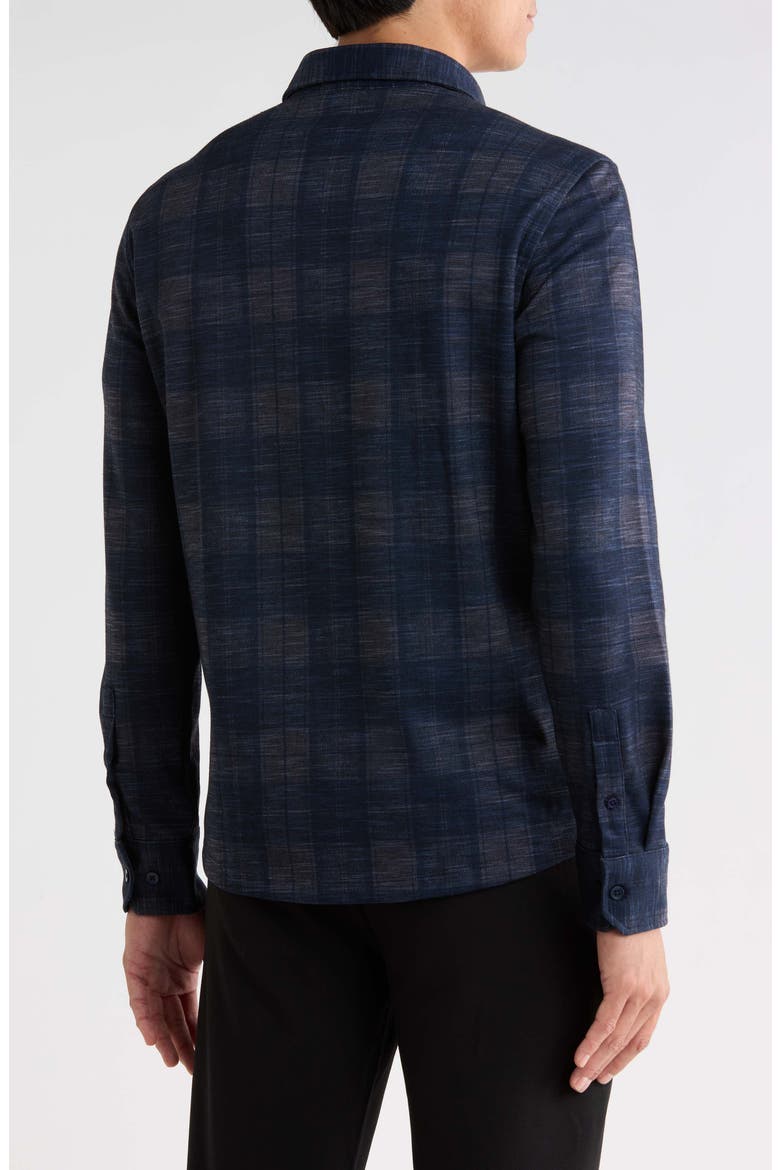 Meteor Plaid Knit Button-Up Shirt, Alternate, color, DARK INDIGO