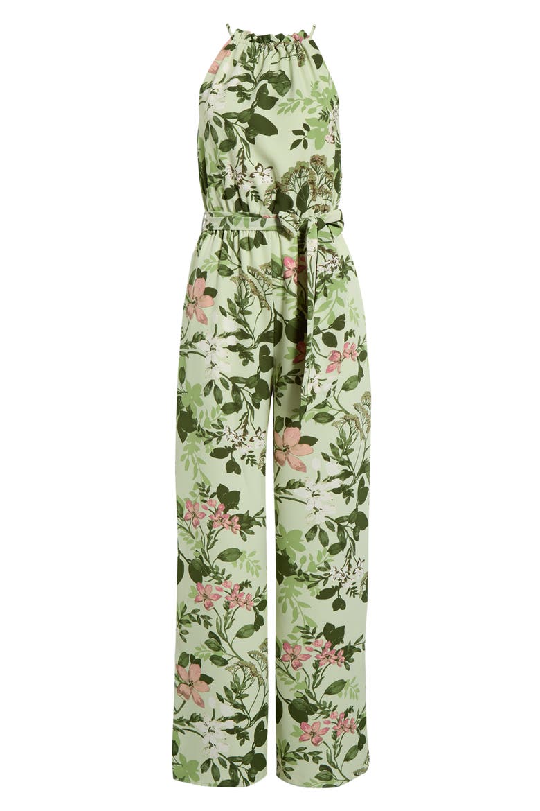 Zane Floral Lighthearted Tropical Print Jumpsuit, Alternate, color, GRN-PINK-MUL