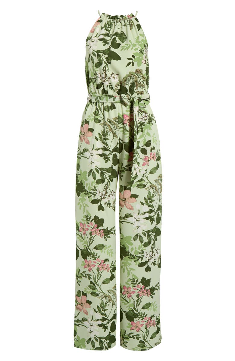 SUGARLIPS Zane Floral Lighthearted Tropical Print Jumpsuit, Main, color, 