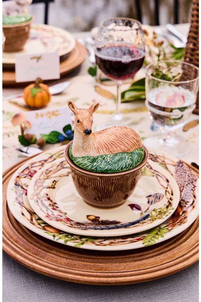 Forest Walk Deer Covered Bowl, Alternate, color, MULTI