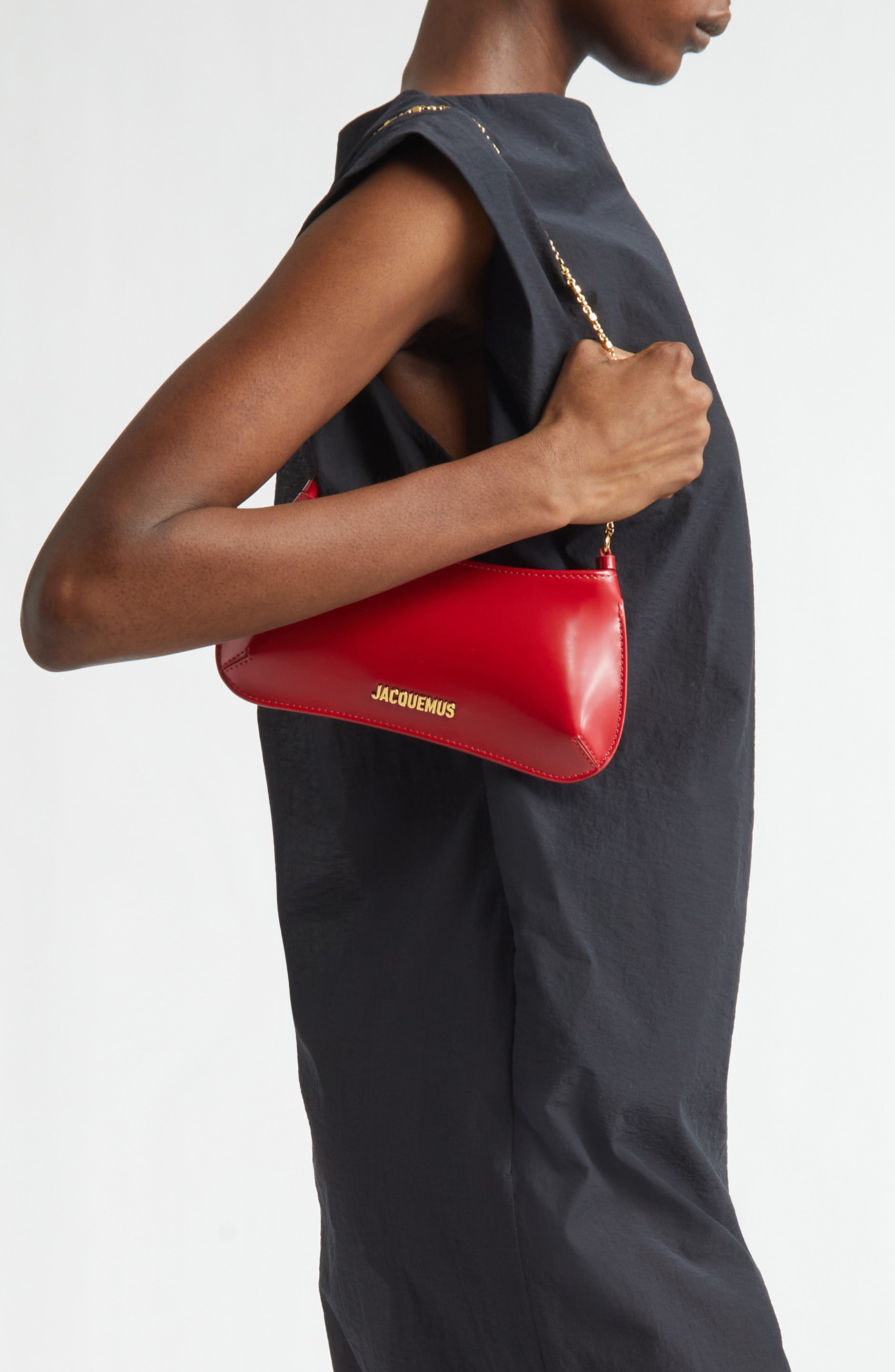 Le Petit Bisou Chaine Patent Shoulder Bag, Alternate, color, RED / GOLD 47G